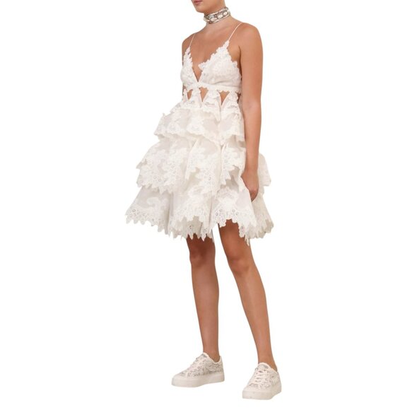ZIMMERMANN  Crush Tiered Lace Mini Dress Size XS/S NEW - Picture 9 of 14